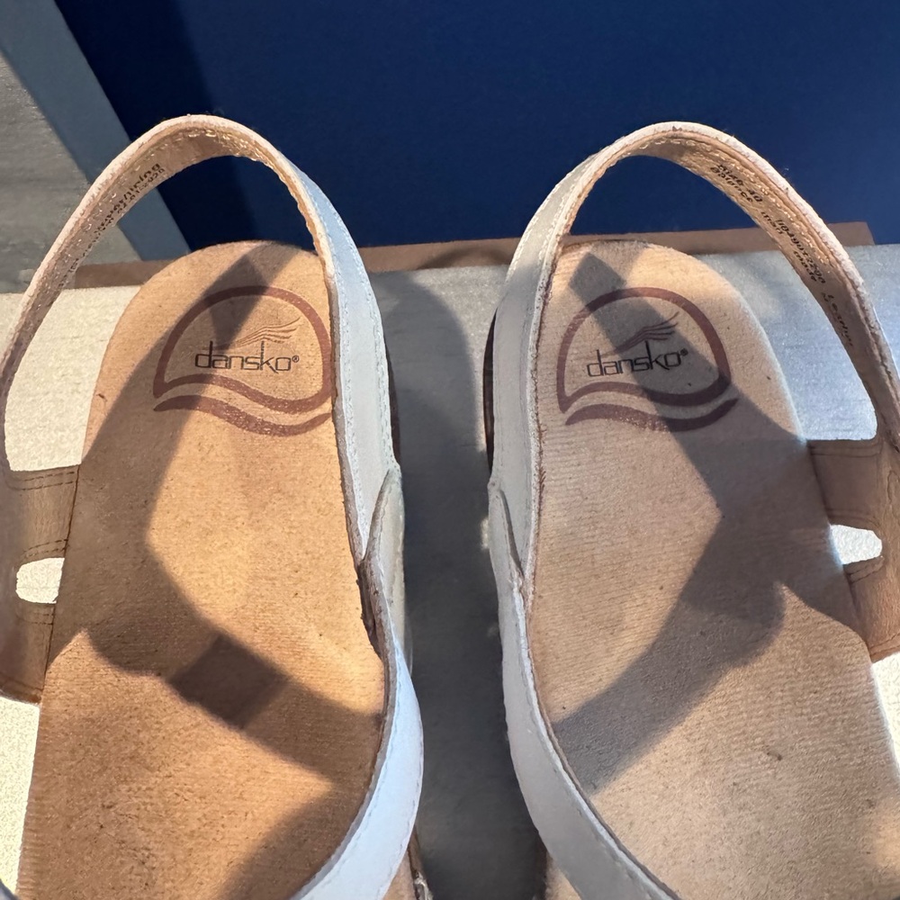 Dansko White Leather Season Sandals with Contoured Footbed - Picture 3 of 9